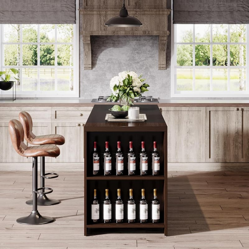 55 Inches Farmhouse Kitchen Island with Storage for Kitchen, Dining Room