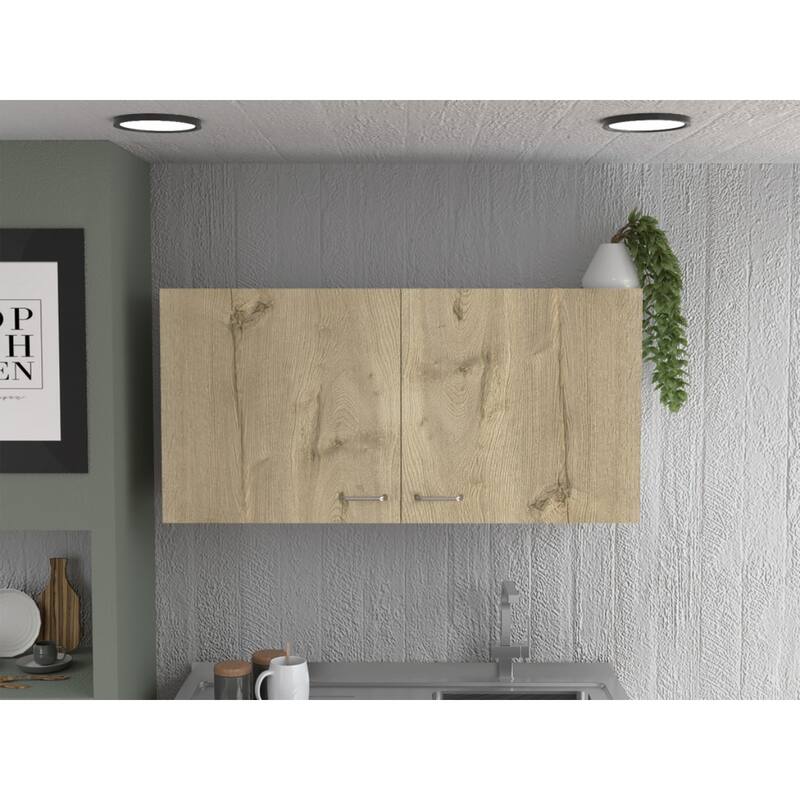 Particle Board Rectangular Accent Cabinet with Wine Storage and Shelves - 12.6” D x 39.3” W x 19.3” H