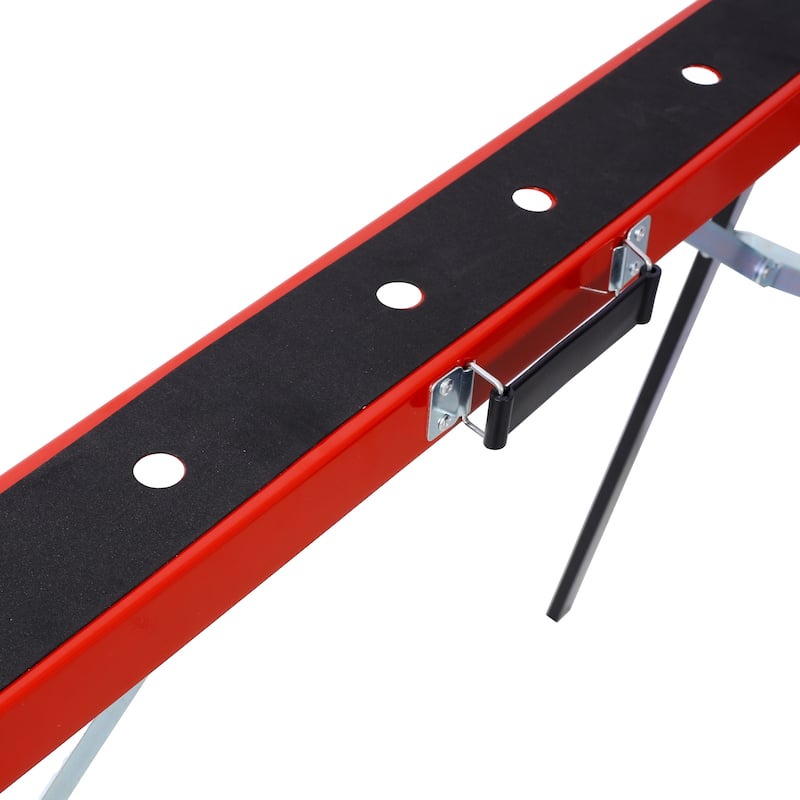 Saw Horses 2 Pack, Folding Portable Work Horse with Fast Open Legs, Convenient Handle, Heavy Duty Steel Sawhorse for Garage