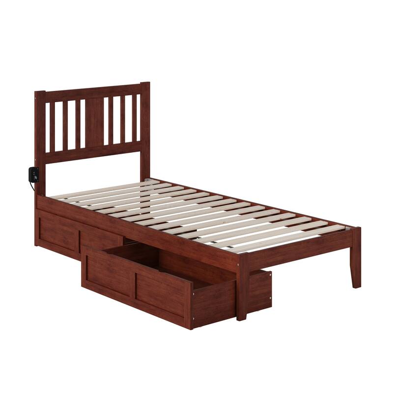 AFI Tahoe Platform Bed with Storage Drawers & Charging Station