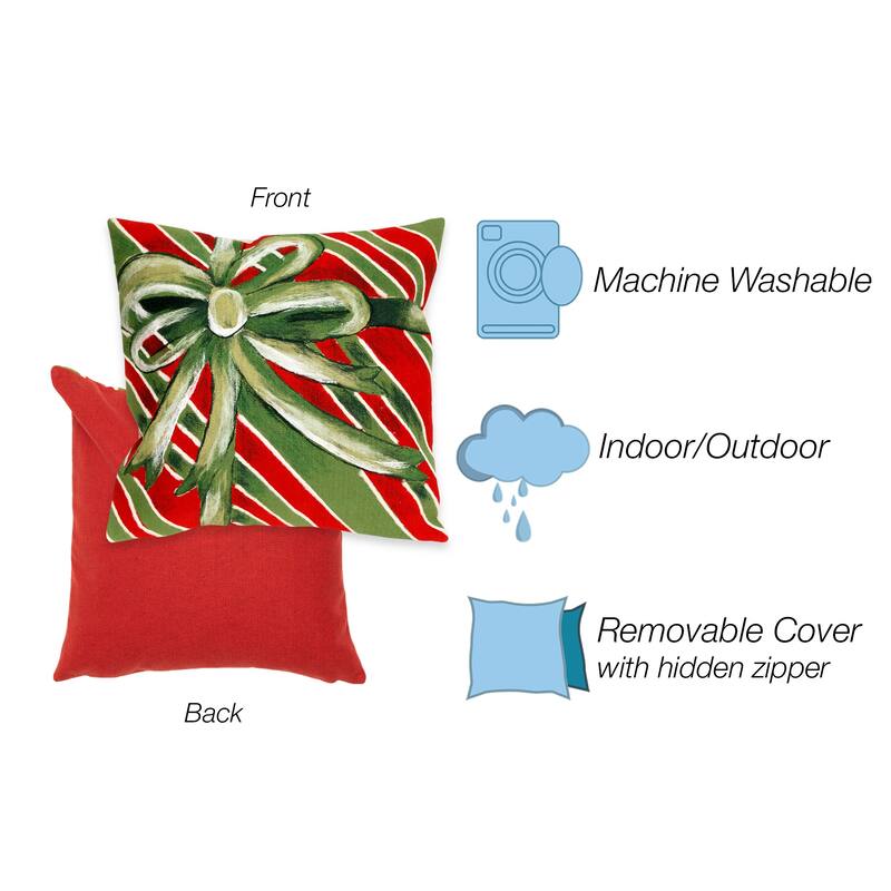 Liora Manne Visions III Gift Box Indoor/Outdoor Pillow Green 20" Square