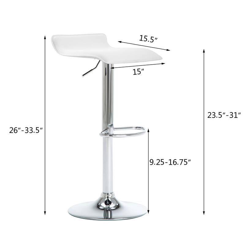 Faux Leather Upholstered Adjustable Barstools Airlift Counter Bar Pub Height Stools Set of 2