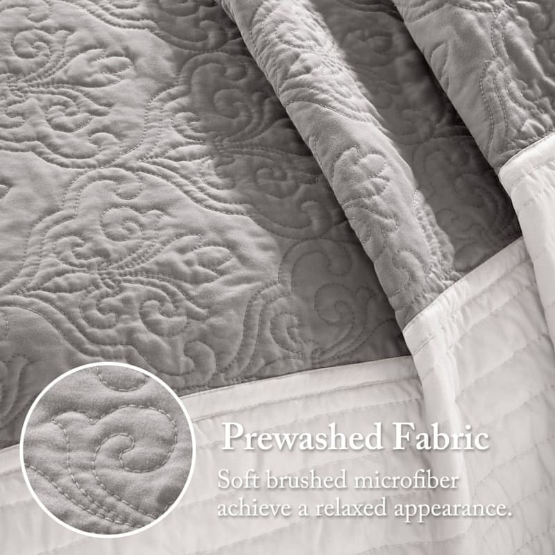 Madison Park Liverpool 7 Piece Quilt Set with Euro Shams and Throw Pillows