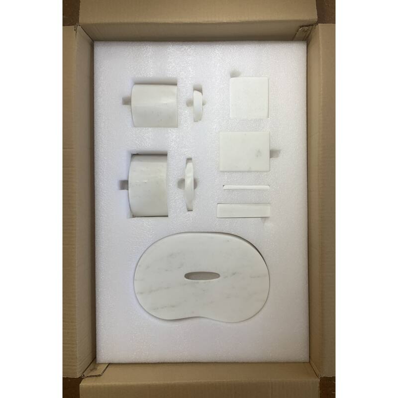 Roomfitters Marble Bathroom Accessories Set, Natural Stone Countertop Accessory Set, Solid Marble Vanity Set