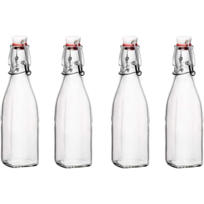 Bormioli Rocco Set of 4 Swing Top Bottles - 8.5 Ounce