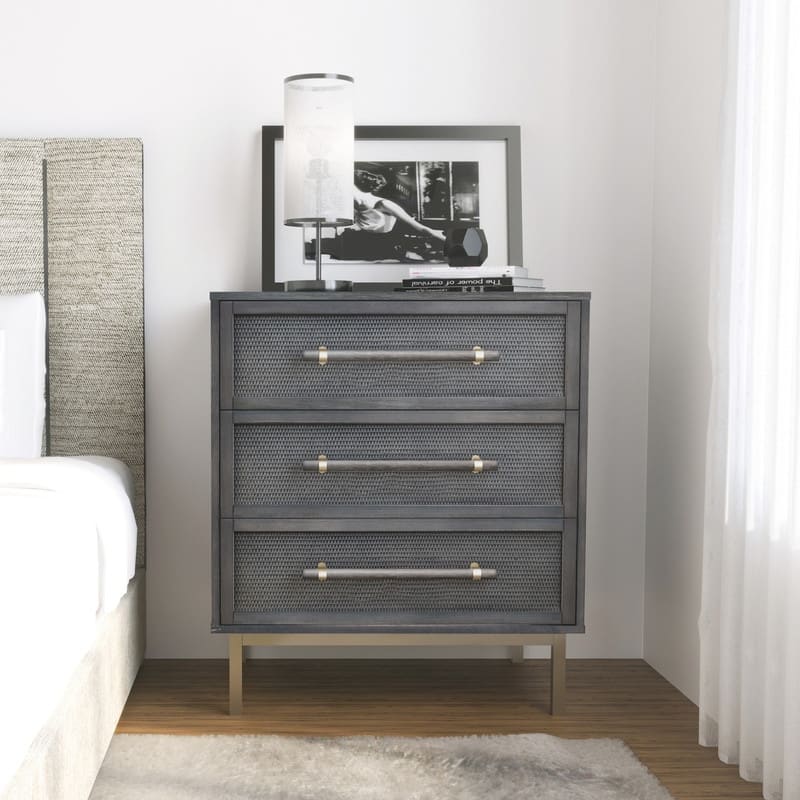 Hopper Studio Sophia River Grey 3-drawer Dresser with Rattan Accents