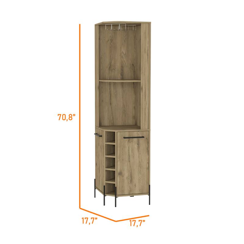 Sebago 5-Bottle 2-Shelf Bar Cabinet Macadamia