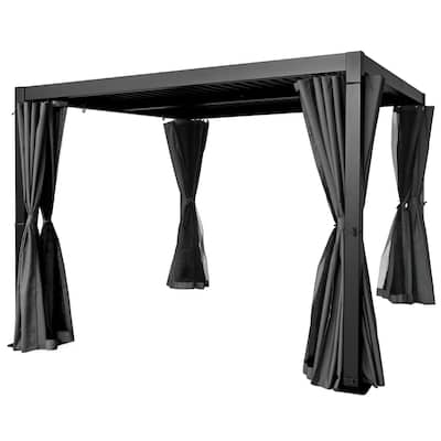 10 ft. x 10 ft. Aluminum Louvered Pergola with Adjustable Roof and Curtains
