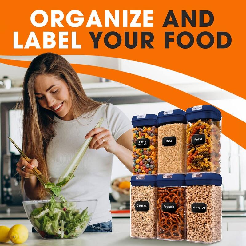 Cheer Collection Set of 6 Uniform Size Airtight Food Storage Containers