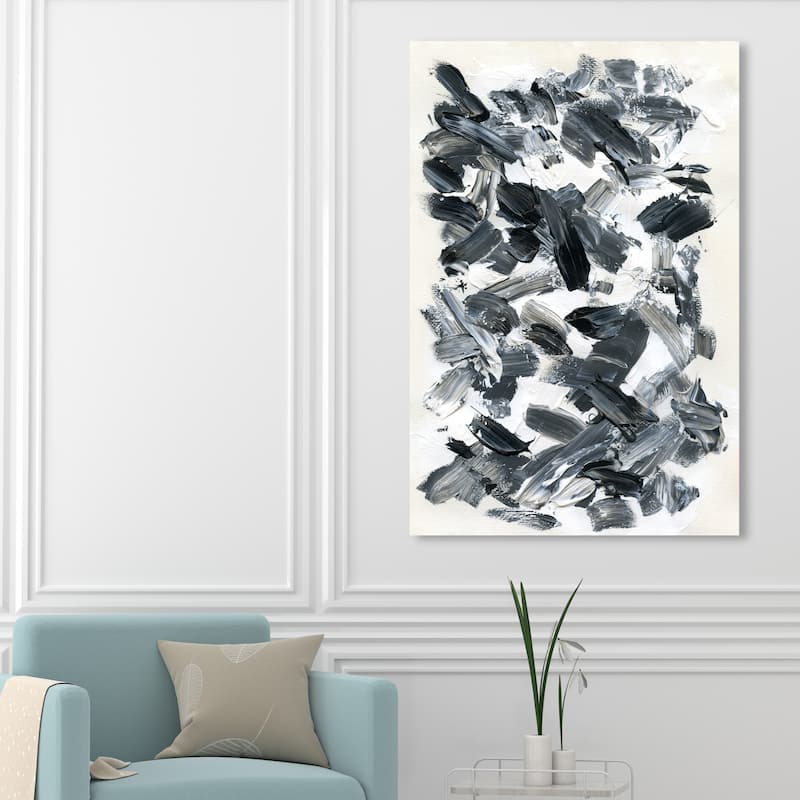 Wynwood Studio Abstract Herd of Zebras Black and Modern & Contemporary Wall Art Canvas Print - 54 x 36