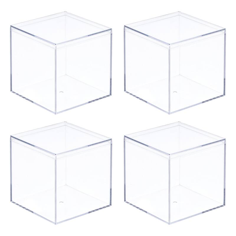 Acrylic Storage Box Square Display Case with Lid, Container Box - Clear