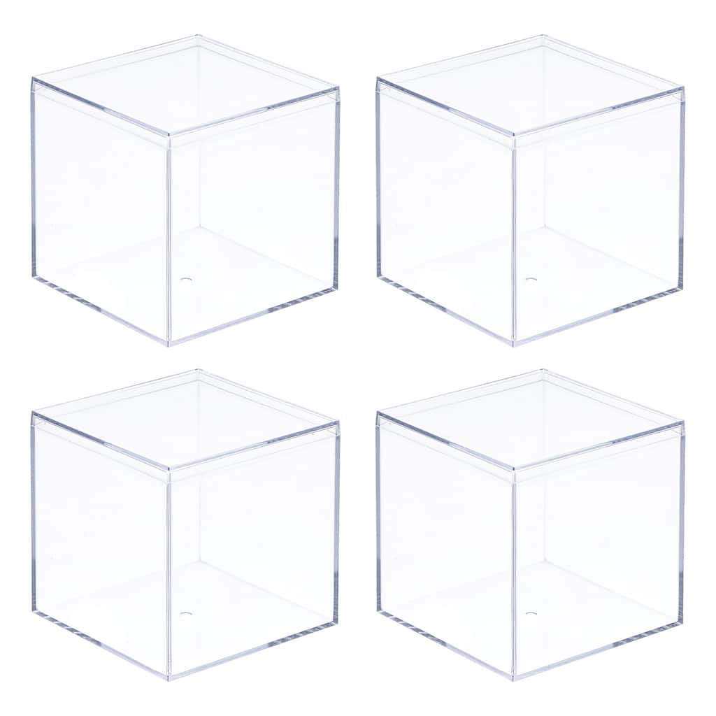 Acrylic Storage Box Square Display Case with Lid, Container Box - Clear