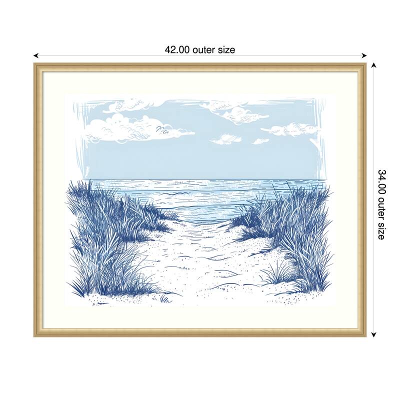Beach Walk by Jolly and Dash Wood Framed Wall Art Print - Gold