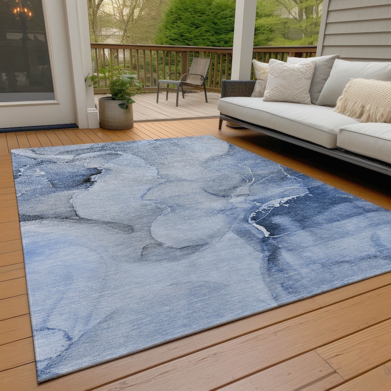 Machine Washable Indoor/ Outdoor Abstract Chantille Rug