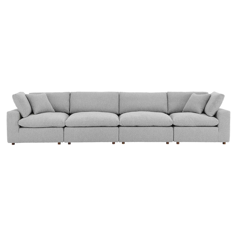 Commix Down Filled Overstuffed Boucle Fabric 4-Seater Sofa