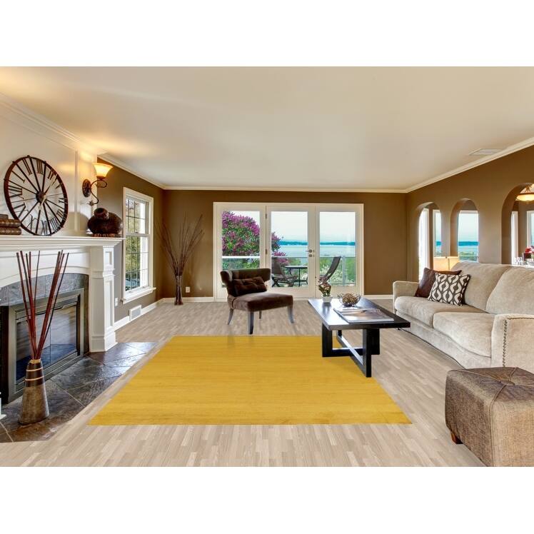 Modern Yellow Gabbeh Oriental Area Rug Tribal Hand-Knotted Wool Carpet - 6'6" x 9'6"