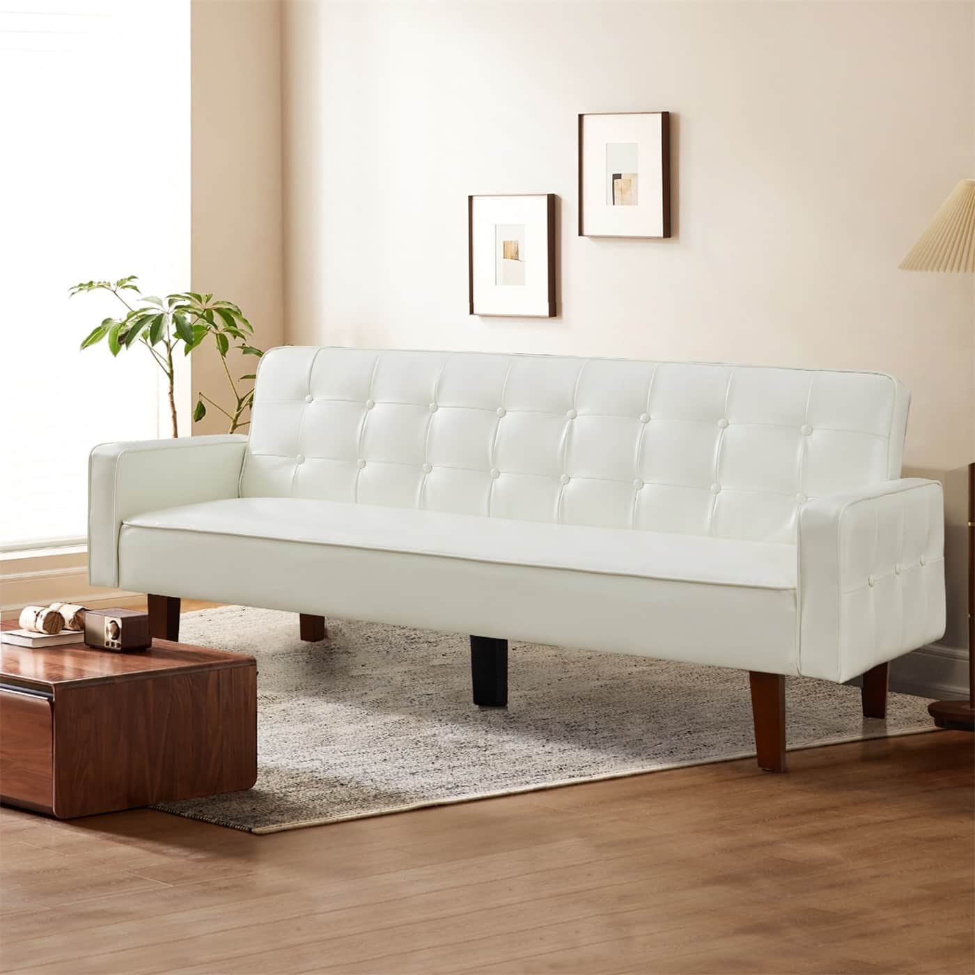 Sofa Bed Couch Faux Leather Loveseat Sofa Convertible Modern Futon