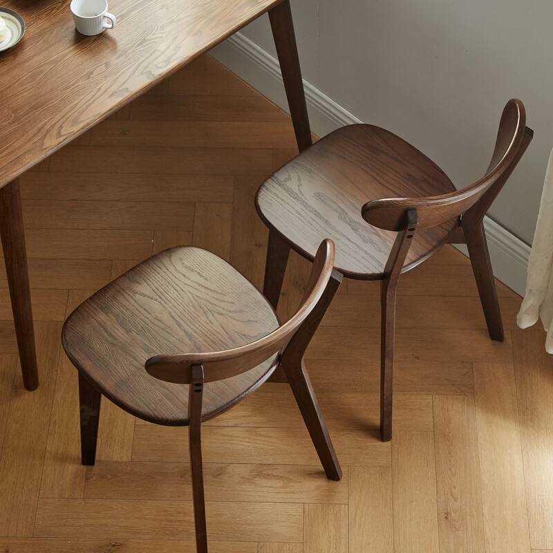 Modern Solid Wood Kitchen Dining Chair with Curved Backrest, Non Slip Feet for Dining Room Kitchen Living Room Bedroom