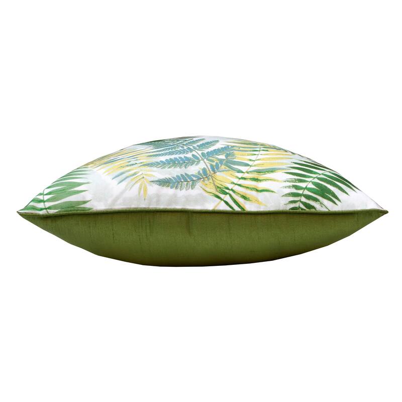 Sevita Fern Forest Green/Yellow Polyester Throw Pillow, 14" x 20"