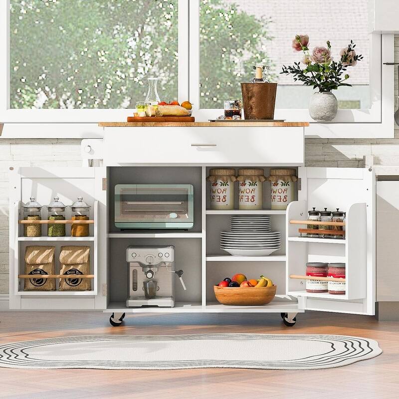 Rolling Kitchen Island Cart with Wheels , Drawer, Storage Racks