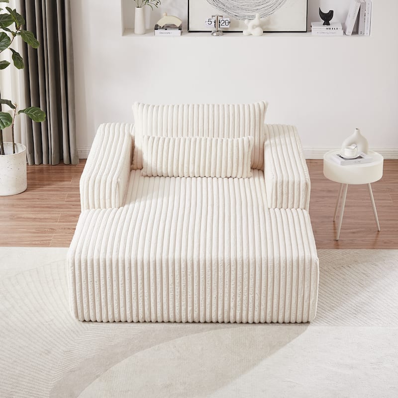 Modern 75" Corduroy Lounge Chair, Soft and Comfortable Sleeper Sofa with Pillow Support for Indoor Spaces