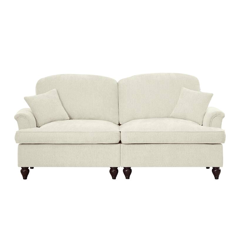 GDFStudio - Elegant Mid Century Oversized 2-Seater 76.4" Chenille Sofa with Flared Arms