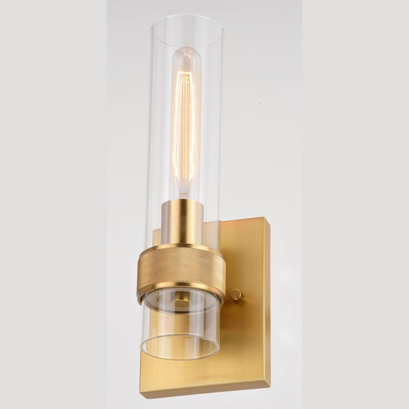 Bari 1 Light Contemporary Wall Sconce with Clear Cylinder Glass