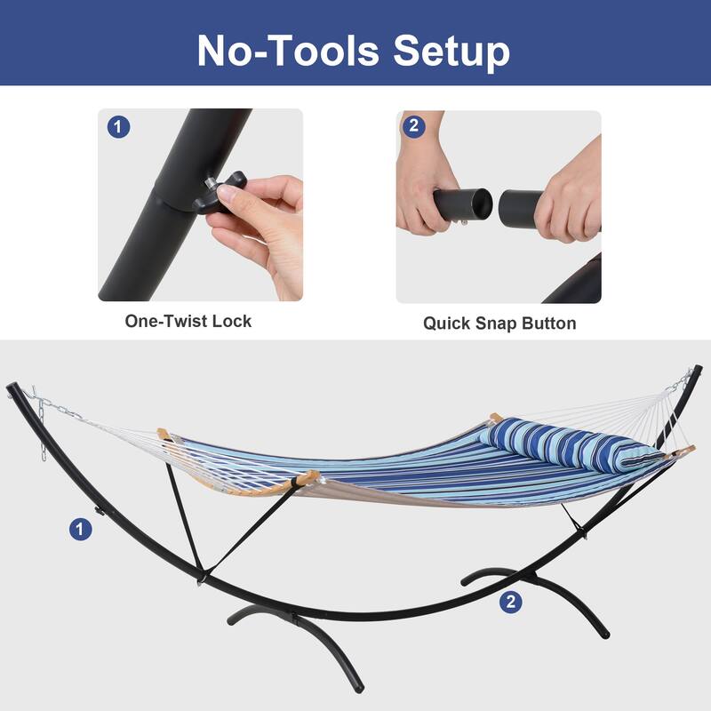 Portable Freestanding Hammock with Curved Stand for Outside