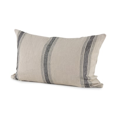 Hattie 13L x 21W Beige and Black Fabric Striped Decorative Pillow Cover