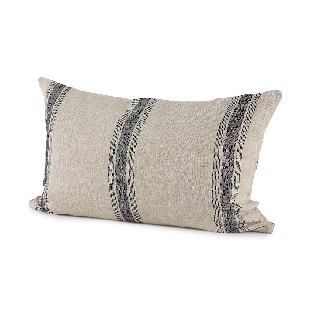 Hattie 13L x 21W Beige and Black Fabric Striped Decorative Pillow Cover