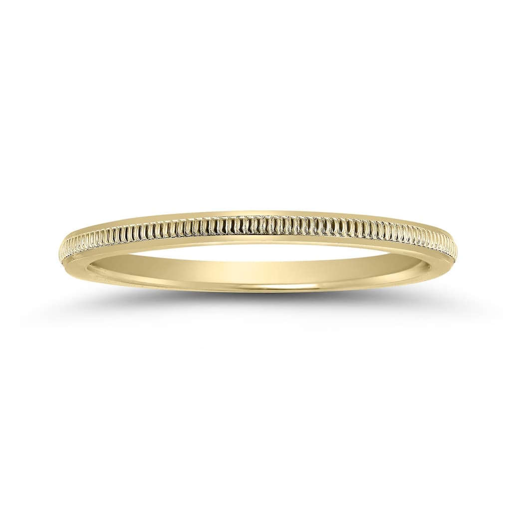 1MM Thin Hand-Squeezed Milgrain Band in 14K White Gold
