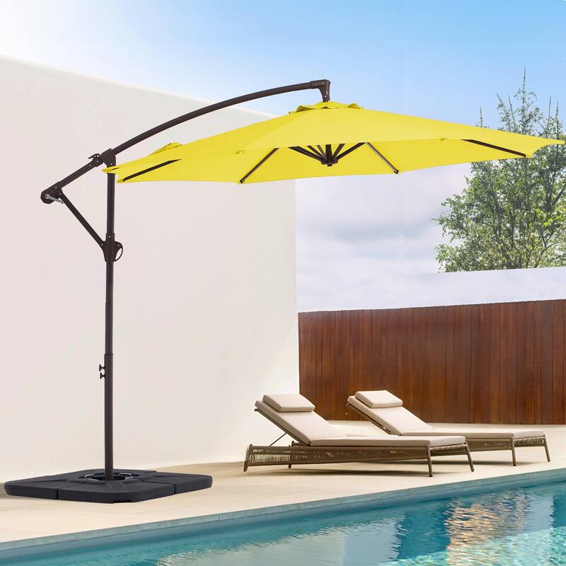 10ft Steel Crank Lift Hanging Offset Cantilever Umbrella