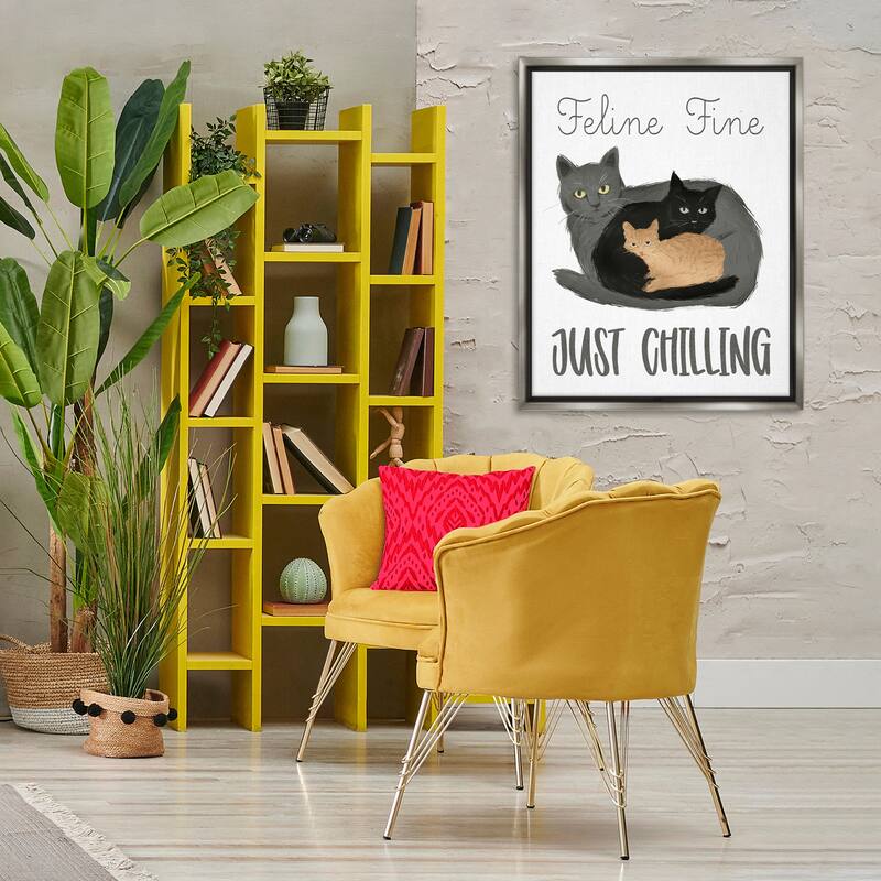 Stupell Feline Fine Just Chilling Framed Floater Canvas Wall Art Design By Ziwei Li