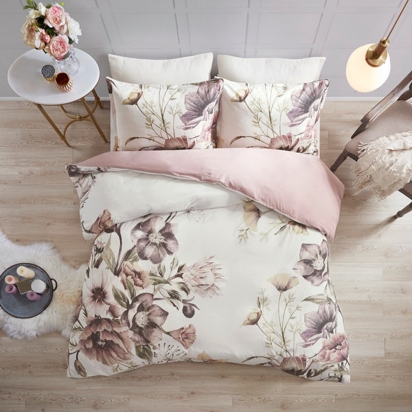 slide 2 of 51, Madison Park Gisele Cotton Printed Duvet Cover Set Blush - King