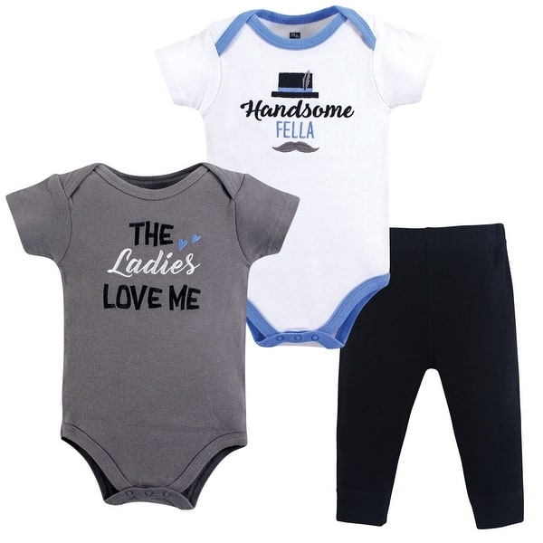 slide 1 of 1, Hudson Baby Infant Boy Cotton Bodysuit and Pant Set, Ladies Love Me 0-3 Months - Ladies Love Me