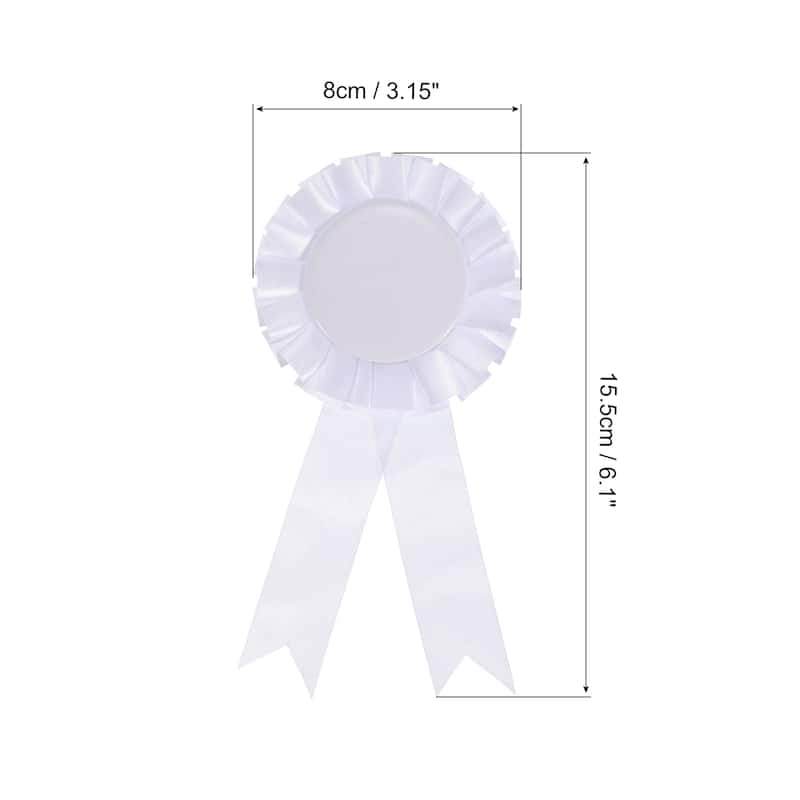 6Pcs Blank Award Ribbon, Rosette Ribbon Prize Recognition Ribbon - White