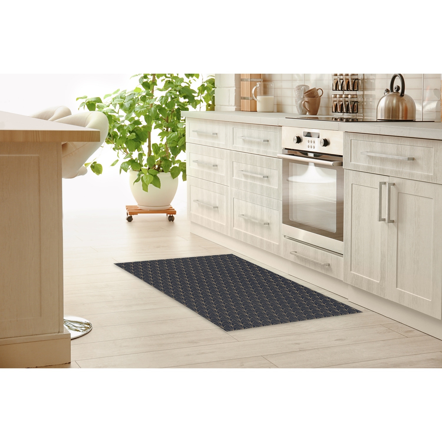 Gold White Kitchen Rugs Cushioned anti Fatigue 2 Piece Set Marble