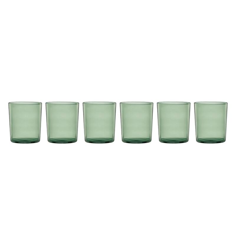 Oneida Stackables Drinkware, Set of 12, Tall and Short Glasses - (6) Tall: 4" H x 3.5" Round; 14 fl. oz. - Green