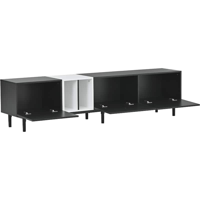 Modern TV Stand for 80" TV with 3 Doors with Large Storage Cabinet