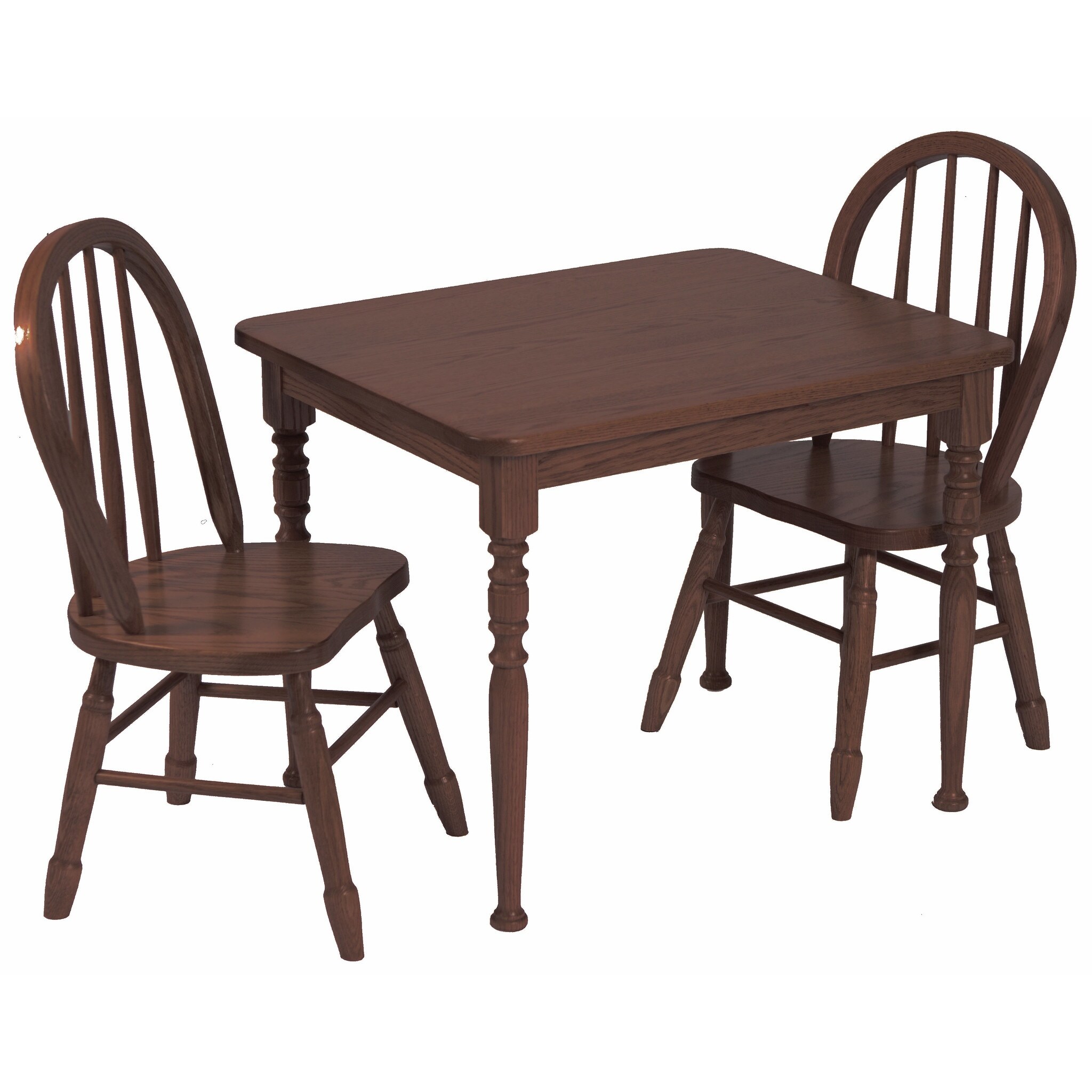 Oak Kids Table with 2 Spindle Chairs