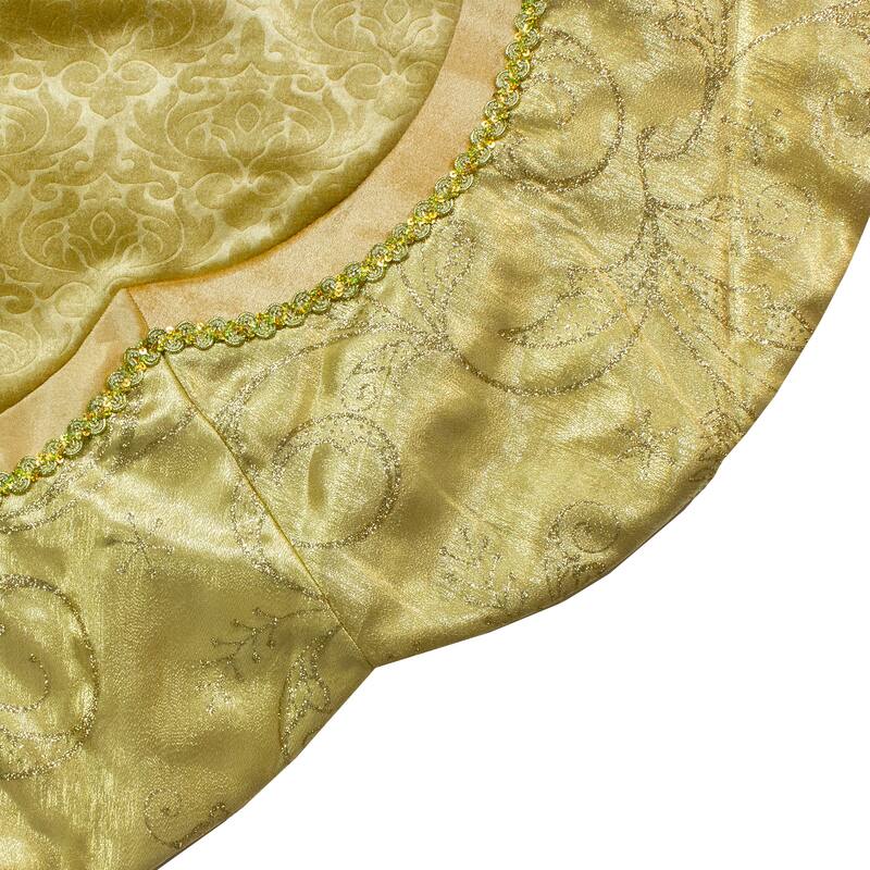 48" Scallop Shaped Etched Velvet Christmas Tree Skirt Metallic Trim