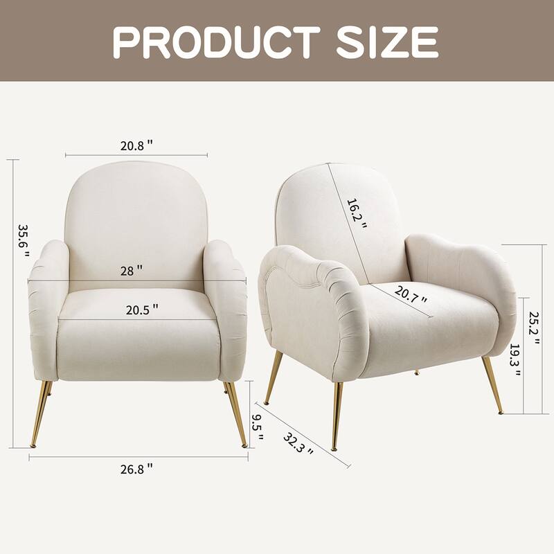 Accent Chair With Metal Gold Legs