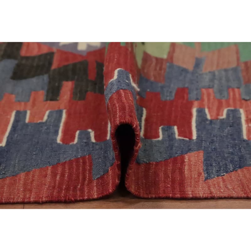 Hand Woven Oriental 100% Wool Carpet Southwestern Tribal Multi-Colored Kilim Area Rug - 10' 0'' X 5' 3''