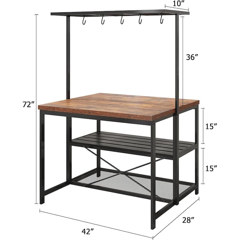42"/48" Kitchen Island with Storage & Seating - 3-Tier Bakers Rack, Microwave Stand, Dining Table for 4