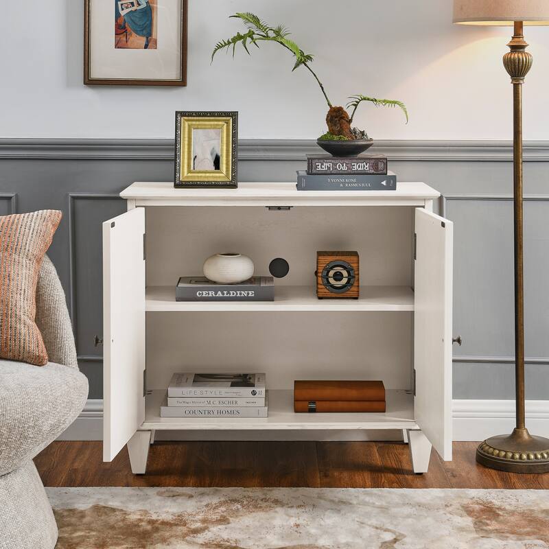 33.6"Wooden Sideboard Buffet Cabinet With Storage, Symmetrical Geometric Accent Display Cabinets, Media Console Credenza