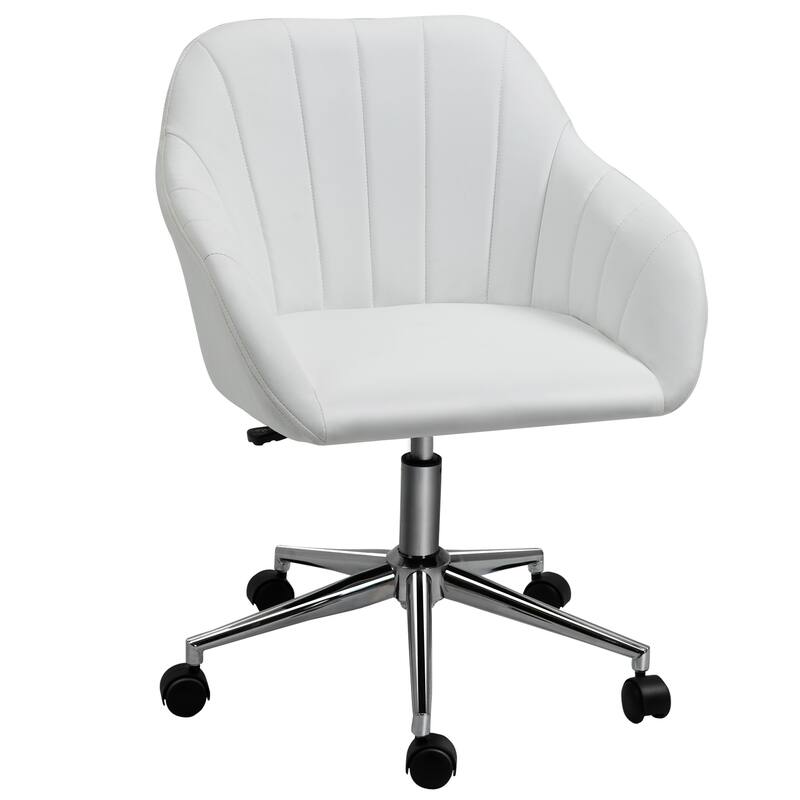 Vinsetto Mid Back Home Office Chair Computer Desk Chair with PU Leather, Adjustable Height, Swivel Wheels for Study, Bedroom