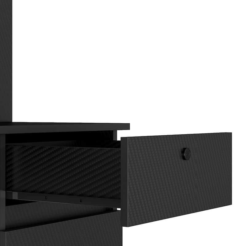 Roomfitters Computer Desk with Hutch & Bookshelf, Home Office Workstation, Space Saving Writing Table, Storage Cabinet, Black