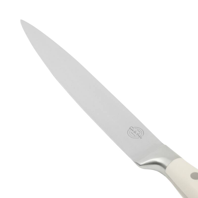 Sur La Table Kitchen Essential Tasting Kitchen German Steel Forged Full Tang Prfessional Knife with White Handle