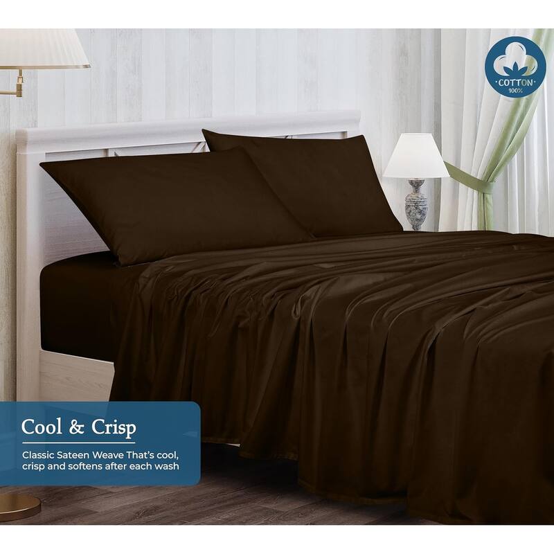 Royale Linen 400 Thread Count Cotton 4 Piece Sateen Sheet Set