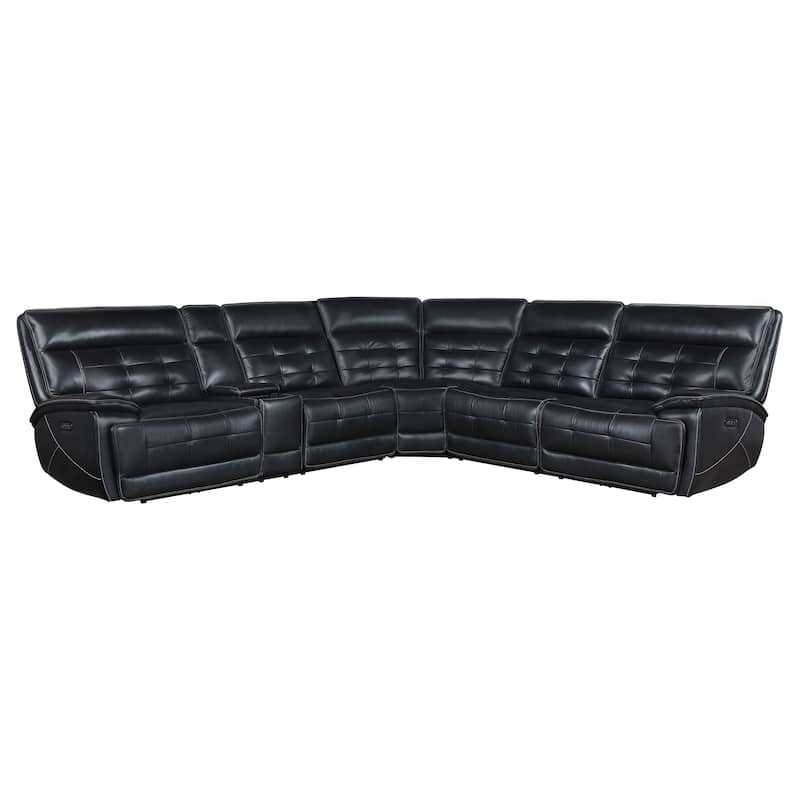 Hewitt Leather Upholstered Power Reclining Sectional Black - 118.5"W x 106.25"D x 40.25"H - Black